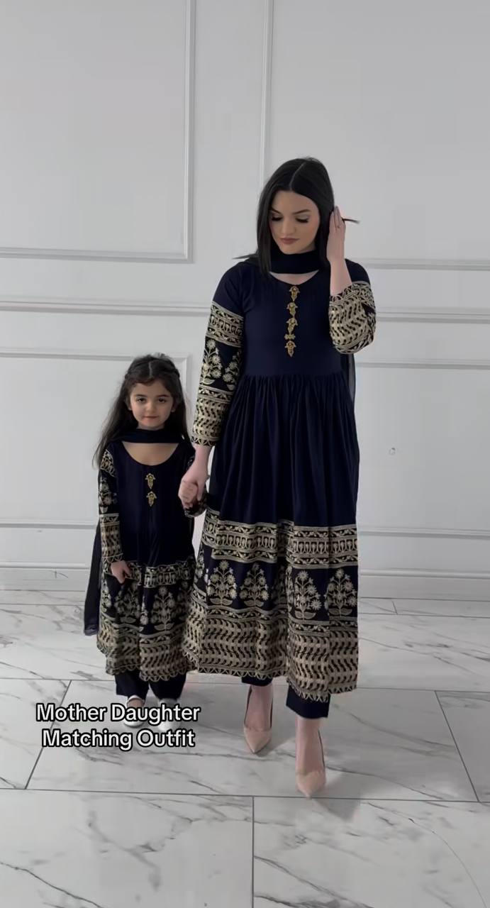 Little Sovereign Navy Embroidered Anarkali